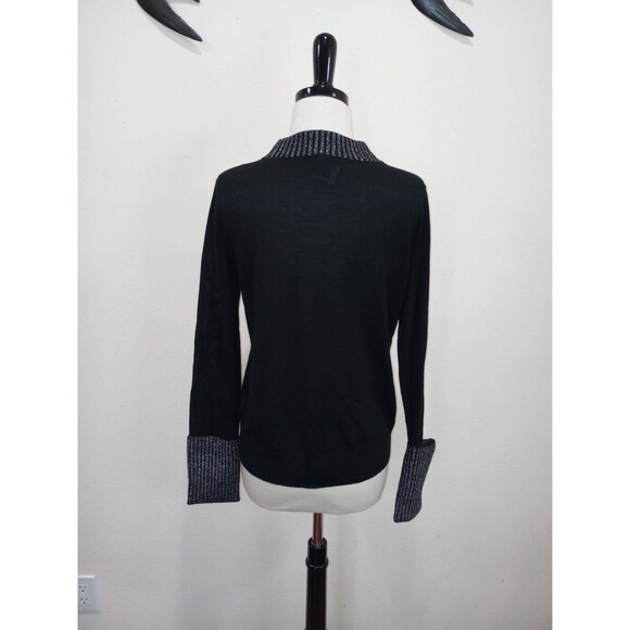 NEW! Club Monaco Wool Blend Black & Silver Metallic Sweater - L - $129 - Picture 5 of 12